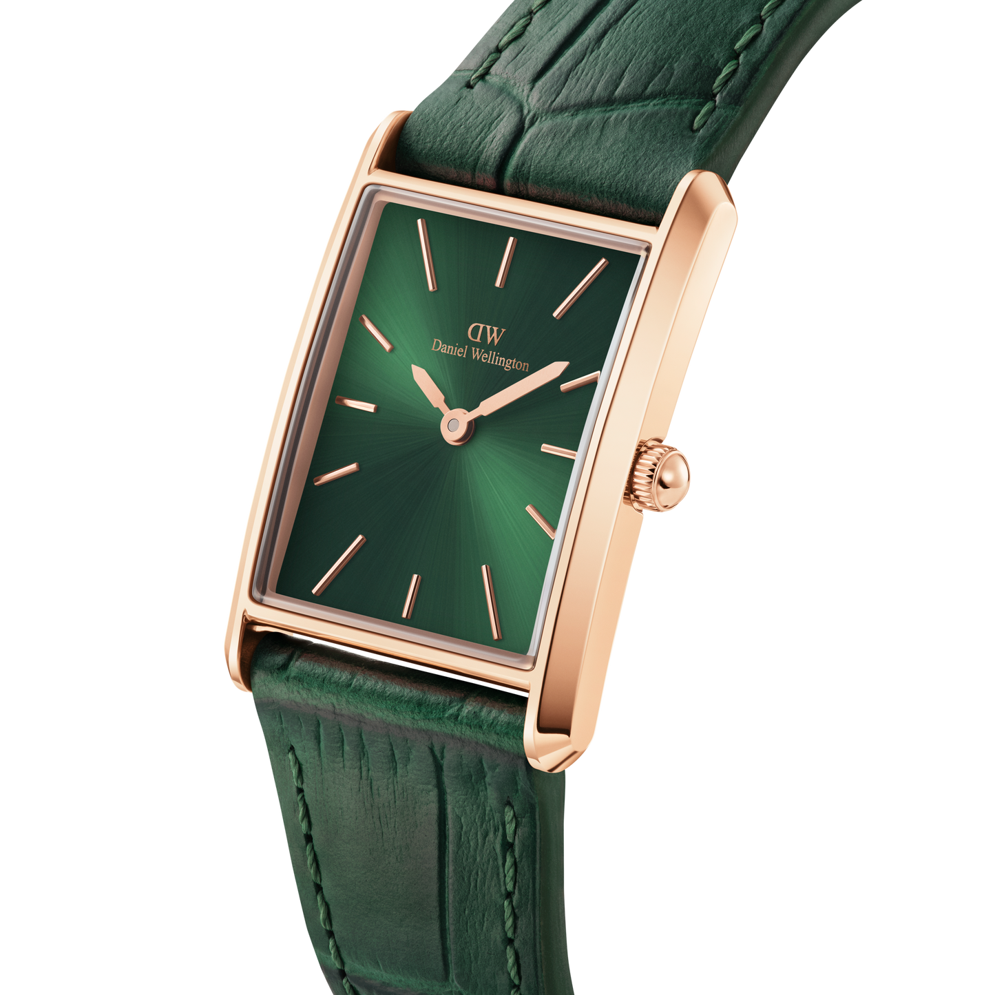 Orologio donna Daniel Wellington Bound Crocodile Emerald Sunray Rose Gold